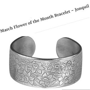 Pewter March Jonquil Daffodil Cuff Bracelet by Salisbury